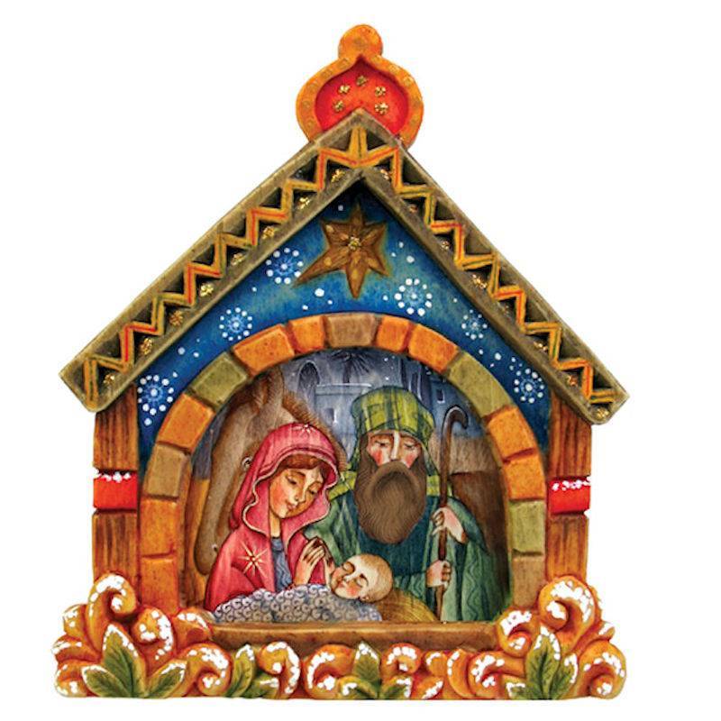 G DeBrekht Nativity Manger Derevo Ornament - Click Image to Close