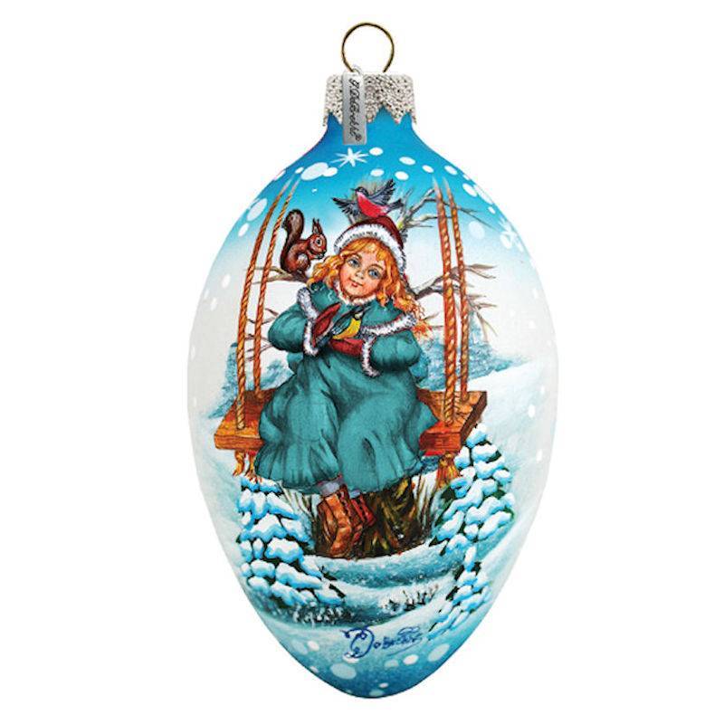 G DeBrekht Winter Girl Glass Ornament - Click Image to Close