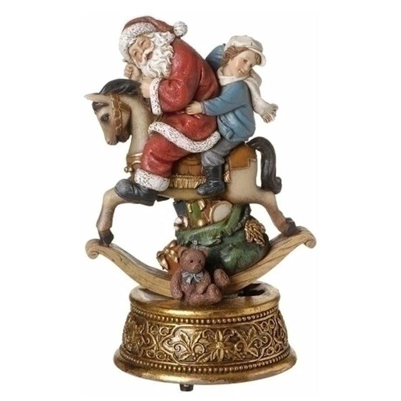 Josephs Studio Santa on Rocking Horse Musical Figurine - Click Image to Close