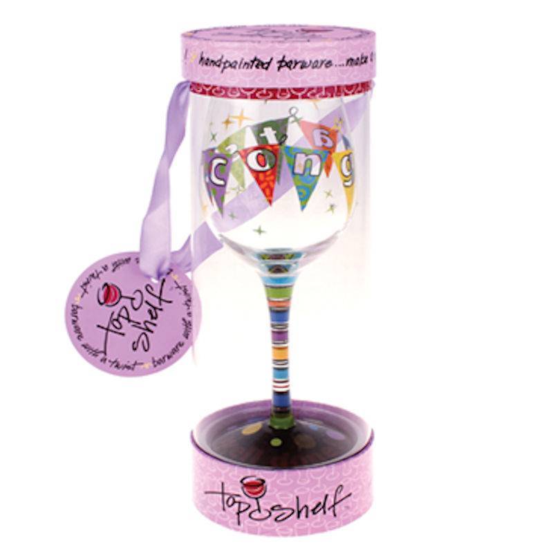 Top Shelf Congrats Wine Glass - Click Image to Close