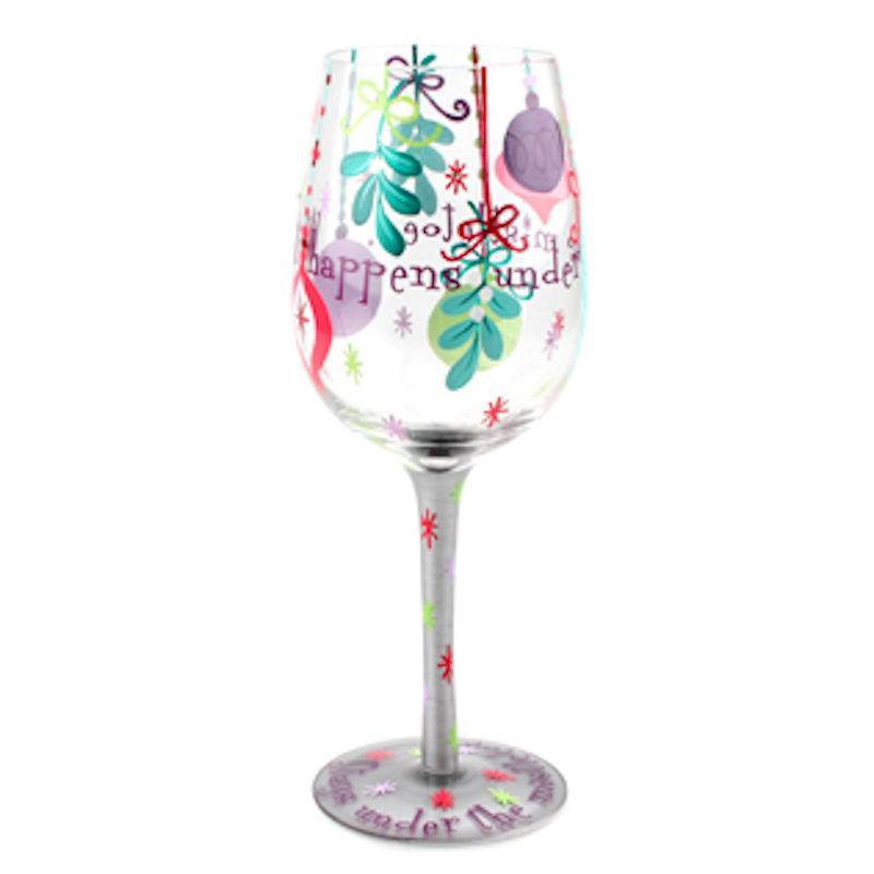 Top Shelf What Happens Under the Mistletoe Wine Glass - Click Image to Close