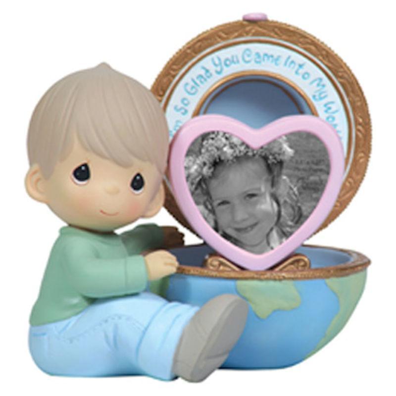 Precious Moments Boy with Globe Photo Frame Figurine - Click Image to Close